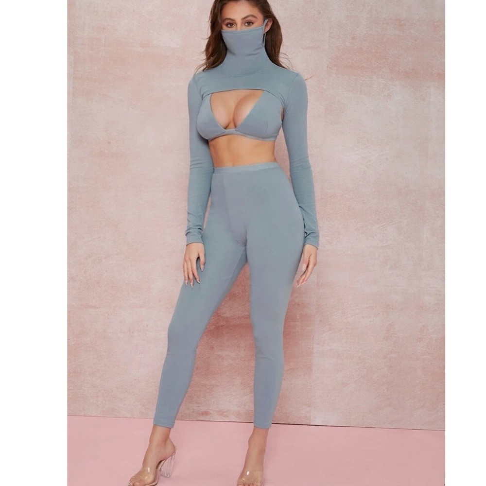 🛍 Face Mask Bolero & Bralette With Leggings Set - 3pcs
